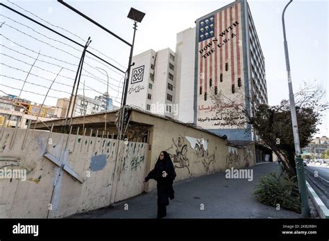 Anti-American revolutionary graffiti in Tehran, the capital of Islamic Republic of Iran on ...