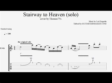 Stairway To Heaven solo TAB - electric guitar solo tabs (Guitar Pro ...