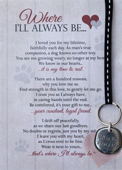 Where I'll Always Be Dog Memorial Key Chain | Pet loss quotes, Pet ...