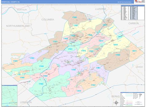 Schuylkill County, PA Wall Map Color Cast Style by MarketMAPS - MapSales