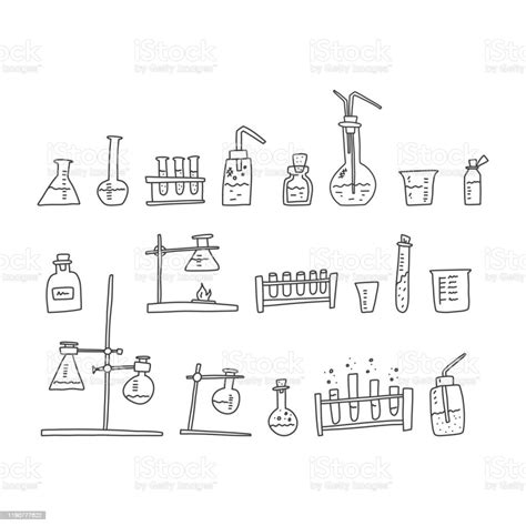 Chemistry Laboratory Devices Sketch Hand Drawn Stock Illustration ...