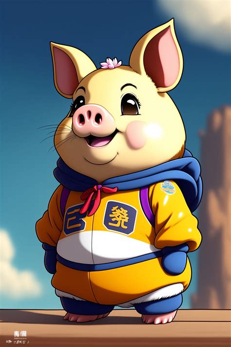 Lexica - Happy cute pig cartoon character in anime style, by Akira Toriyama