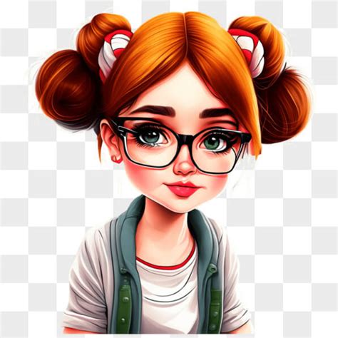 Download Adorable Cartoon Girl with Red Hair and Glasses PNG Online ...