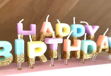 Happy Birthday Candles | Rainbow Happy Birthday Candles | Modern Cake Candles | Gold Dipped ...