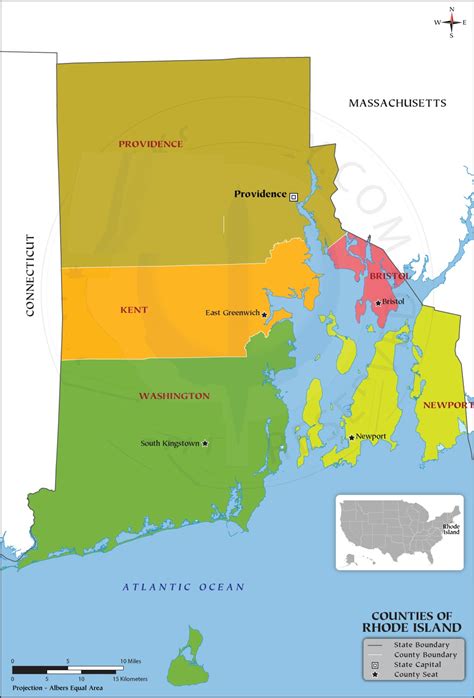 Rhode Island County Map | County Map with Cities