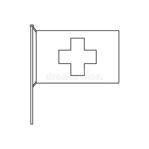 Switzerland Flag Icon, Outline Style Stock Illustration - Illustration of country, black: 123198046