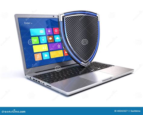 Laptop With Shield Stock Illustration - Image: 40242327