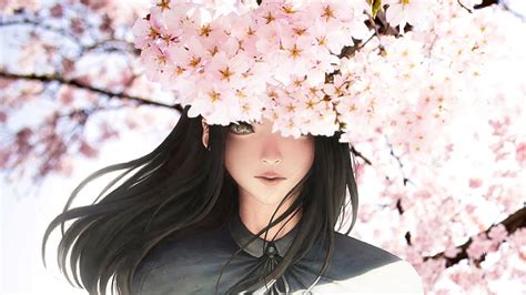 2560x1440px | free download | HD wallpaper: Beautiful, Anime girl, Sakura, Cherry blossom ...