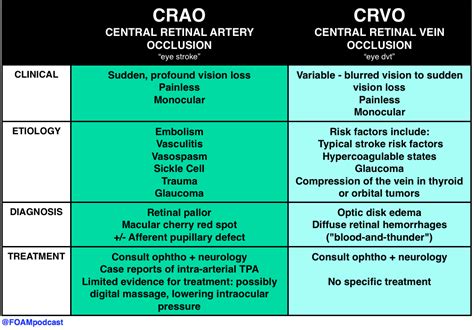 retinal artery occlusion vs retinal vein occlusion