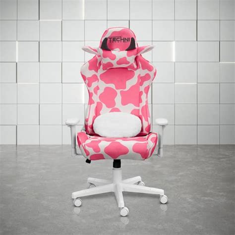 Techni Sport TS85 Pink COW Series Gaming Chair with Adjustable Arms RTA-TS85-PNK - The Home Depot