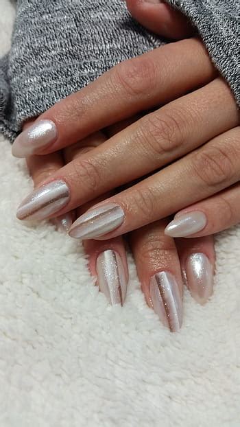 woman, wearing, gold-colored ring, white, french-tip, manicures, nail, gel, manicure, human Hand ...