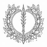 Download Decorative Spear Surrounded By Floral Design Coloring pages  sketch template
