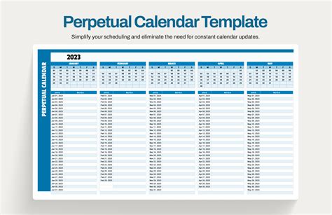 Perpetual Calendar Template in Excel, Google Sheets - Download ...