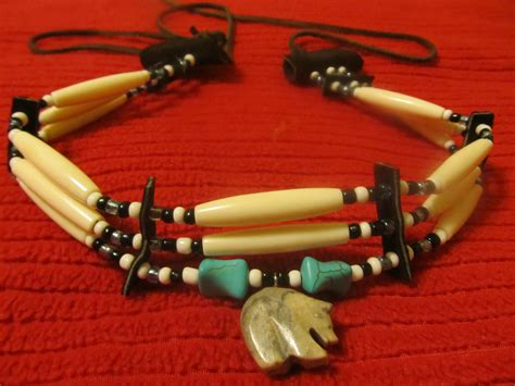 native american choker made with bone hair pipe beads,seed beads and a ...