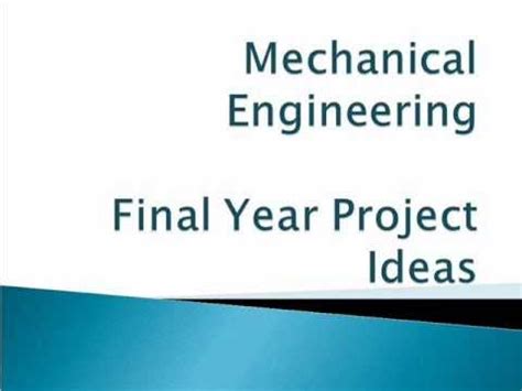 Final Year Project Ideas for Mechanical Engineering Students - YouTube