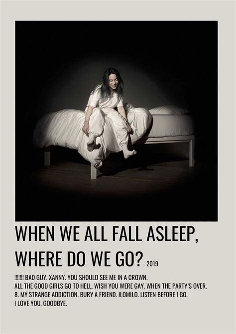 BILLIE EILISH WHEN WE ALL FALL ASLEEP WHERE DO WE GO? Alternative Minimalist Music Album Poster ...