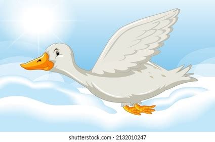 White Duck Flying Blue Sky Illustration Stock Vector (Royalty Free ...