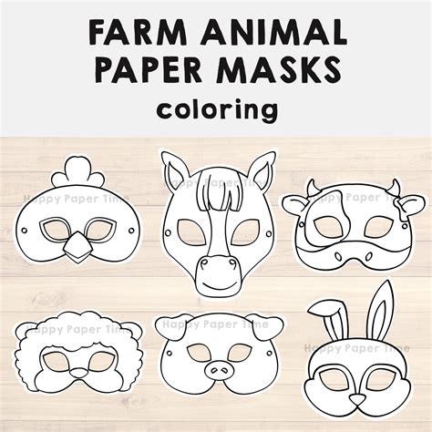 Farm Animal Masks Coloring Pages