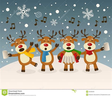 Cheerful Reindeer Singing Christmas Carols