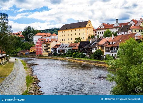 View of City Ceski Krumlov and River Vltava, Czech Republic Stock Image - Image of republic ...