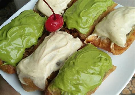 Resep Pisang Coklat Crispy Topping Matcha Tiramisu oleh Enchaa's Mommy - Cookpad