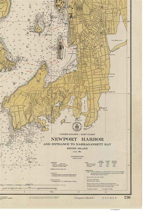 Newport Harbor RI 1931 Nautical Map by the USCGS Reprint - Etsy