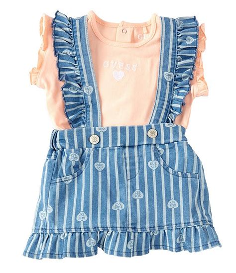 Guess Baby Girls Newborn-24 Months Solid Jersey Bodysuit & Striped ...