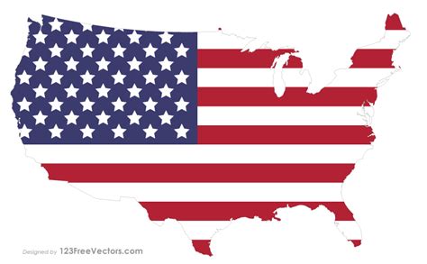 USA Flag Map Vector Image