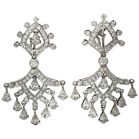 Diamond Gold Chandelier Earrings For Sale at 1stDibs