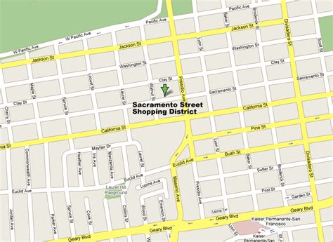 Sacramento Street Map | Shopping Guide San Francisco's Favorite and Most Popular Places to Shop