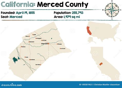 California: Merced County stock vector. Illustration of counties ...