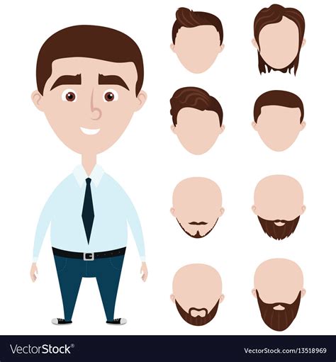 Cartoon funny man with haircuts set Royalty Free Vector