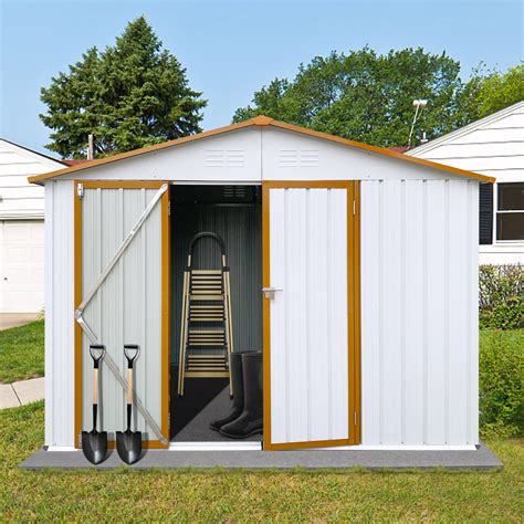 Buy UBGO Outdoor Metal Storage Shed with Metal Floor Base,6ft x 8ft ...