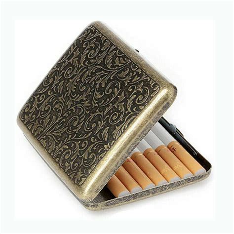 Vintage Metal Cigarette Case Box Gold Men Tobacco Holder for 20s 85mm ...