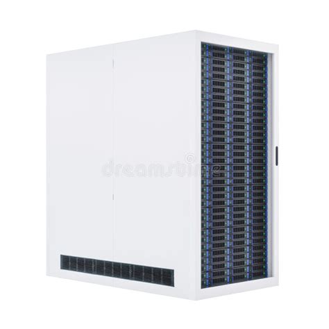 Modern Server Rack on White Background Stock Illustration ...