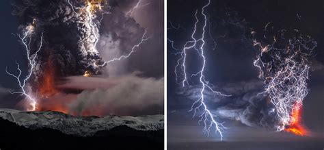 Photographer Captures Towering Plumes of Volcanic Smoke Mix With Streaks of Lightning | artFido