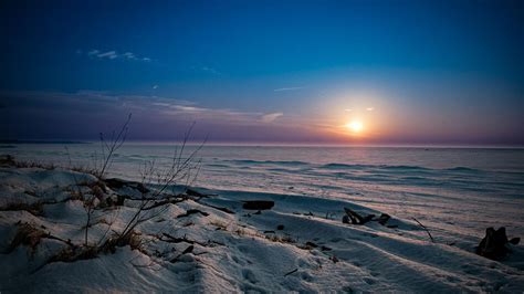 clouds, snow, frozen lake, sunset, HD Wallpaper | Rare Gallery