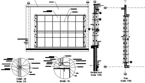 Curtain wall construction details dwg file - Cadbull