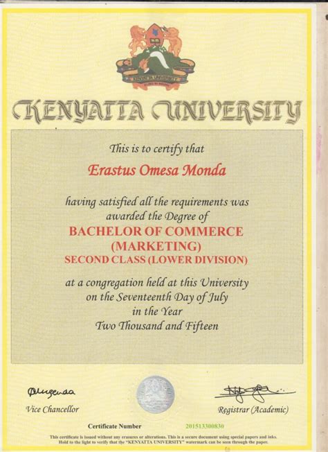 MT Kenya University Diploma Certificates