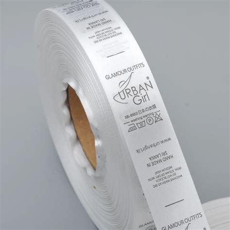 25mm 1inch Custom Made design white garment washing care label Satin ...