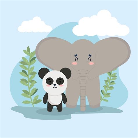 Premium Vector | Elephant and panda