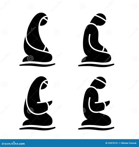 Muslim Man and Woman Making a Supplication. Islamic Prayer Icons Stock Vector - Illustration of ...