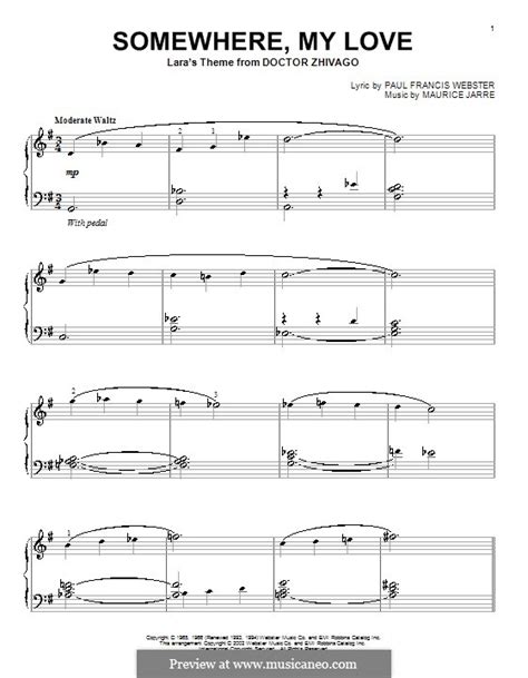 Somewhere My Love (Lara's Theme) by M. Jarre - sheet music on MusicaNeo