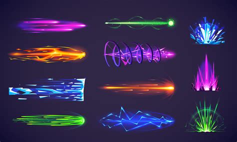 Game effects of magic beams, laser gun, blast 21935371 Vector Art at ...