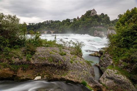 Rhine Falls Waterfall Neuhausen Switzerland View To Laufen Castle Stock Photo - Image of nature ...