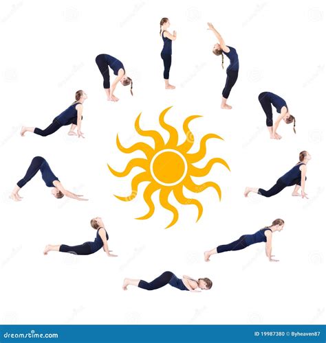 Steps Of Yoga Surya Namaskar Sun Salutation Stock Photo - Image: 19987380