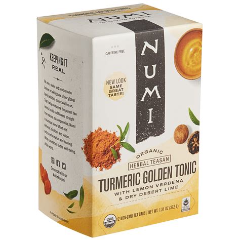 Numi Organic Golden Tonic Turmeric Tea Bags - 12/Box