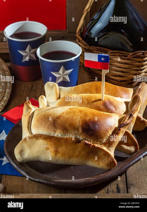 Chilean independence day concept. fiestas patrias. Tipical baked ...