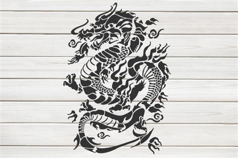 Majestic Chinese Dragon Stencil Model design print Digital | Etsy