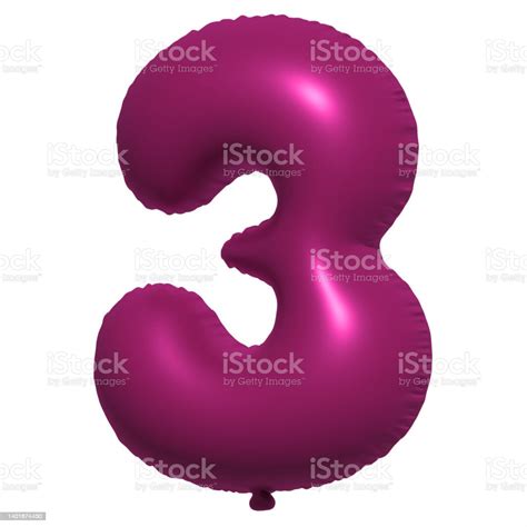 Purple Helium Balloon 3d Number 3 Stock Illustration - Download Image Now - Abstract ...